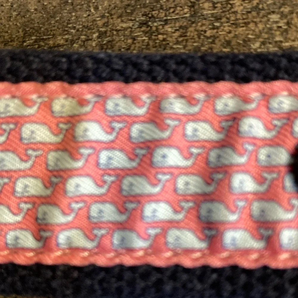 Vineyard Vines Kids Whale‎ Pattern Canvas Belt Size 32 Pink Blue Nautical